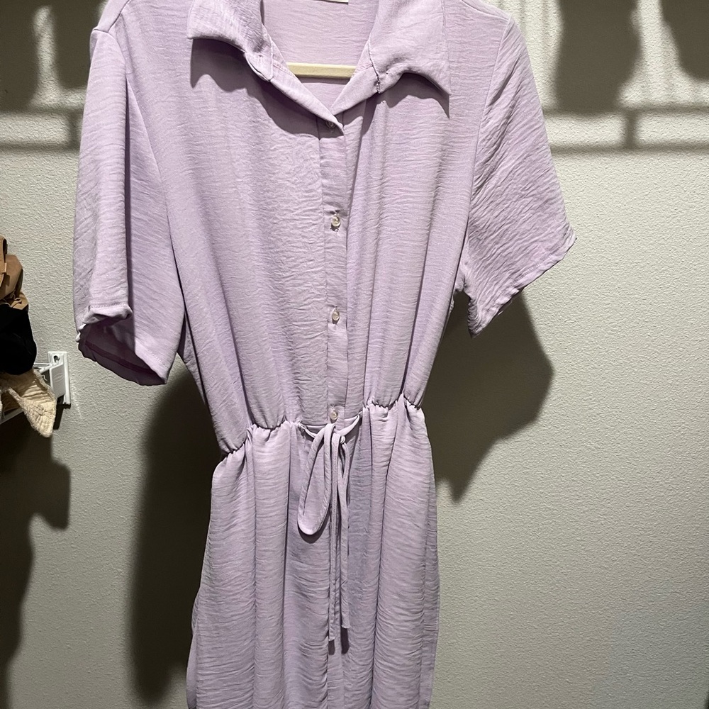 Lavender Button-Up Dress